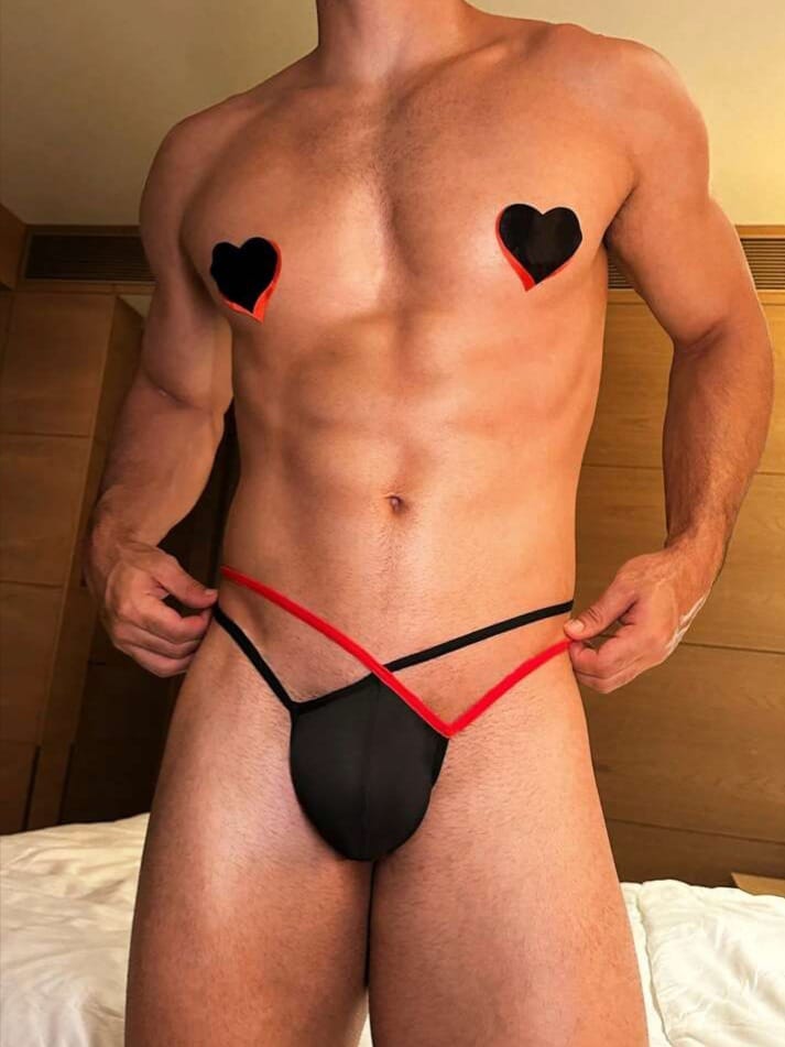 Midnight Cross-Strap Mesh Thong